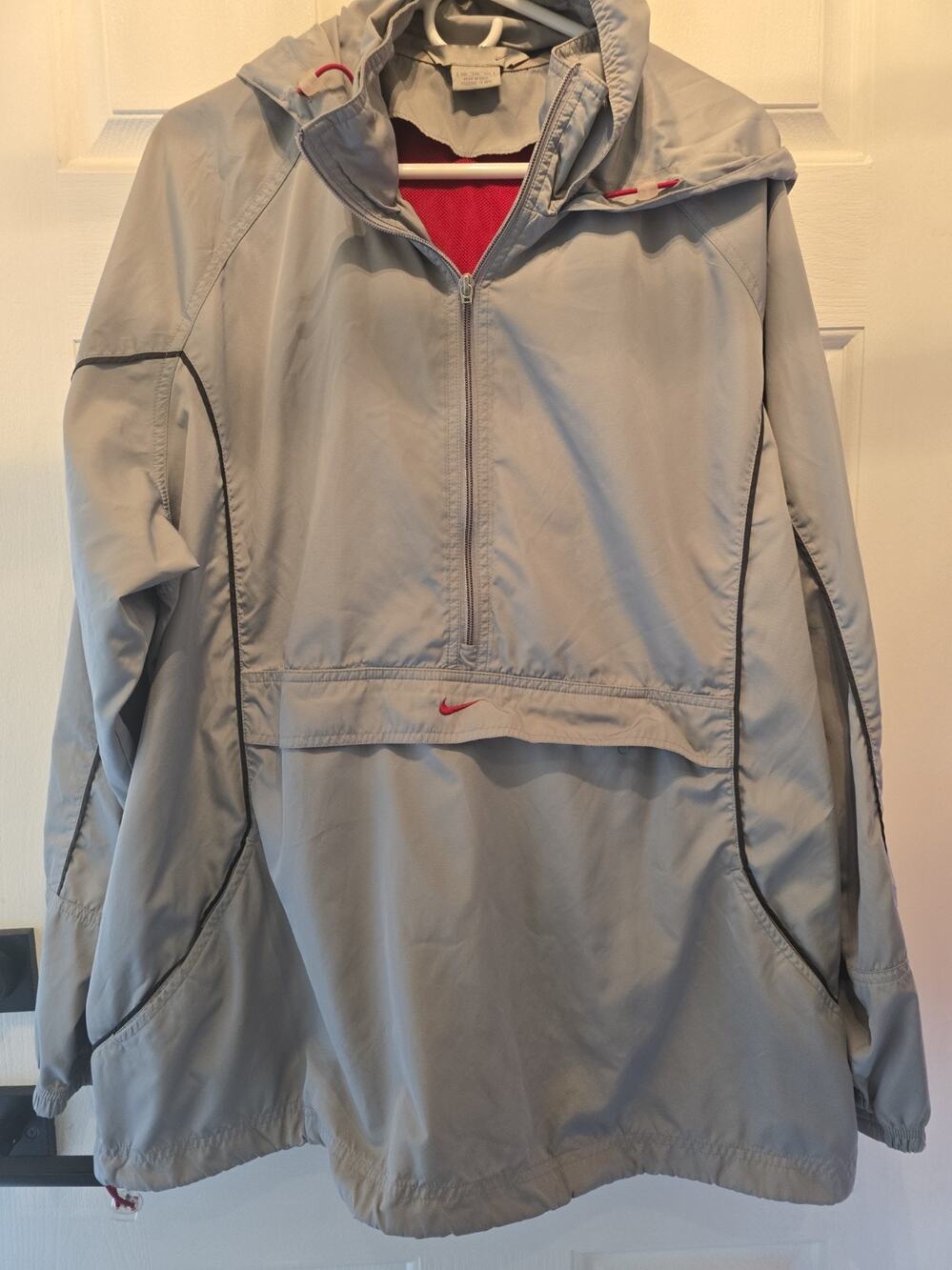 VTG Nike Windbreaker Jacket XXL Gray 1/2 Zip Nylon Pullover Center Swoosh Y2K